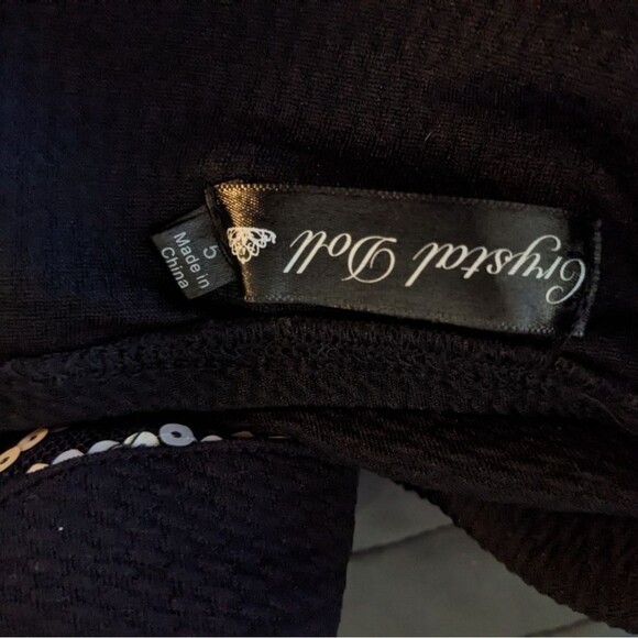 Crystal Doll Black and Gold Sequin Halter Dress, Junior Girls 5 - Picture 3 of 16